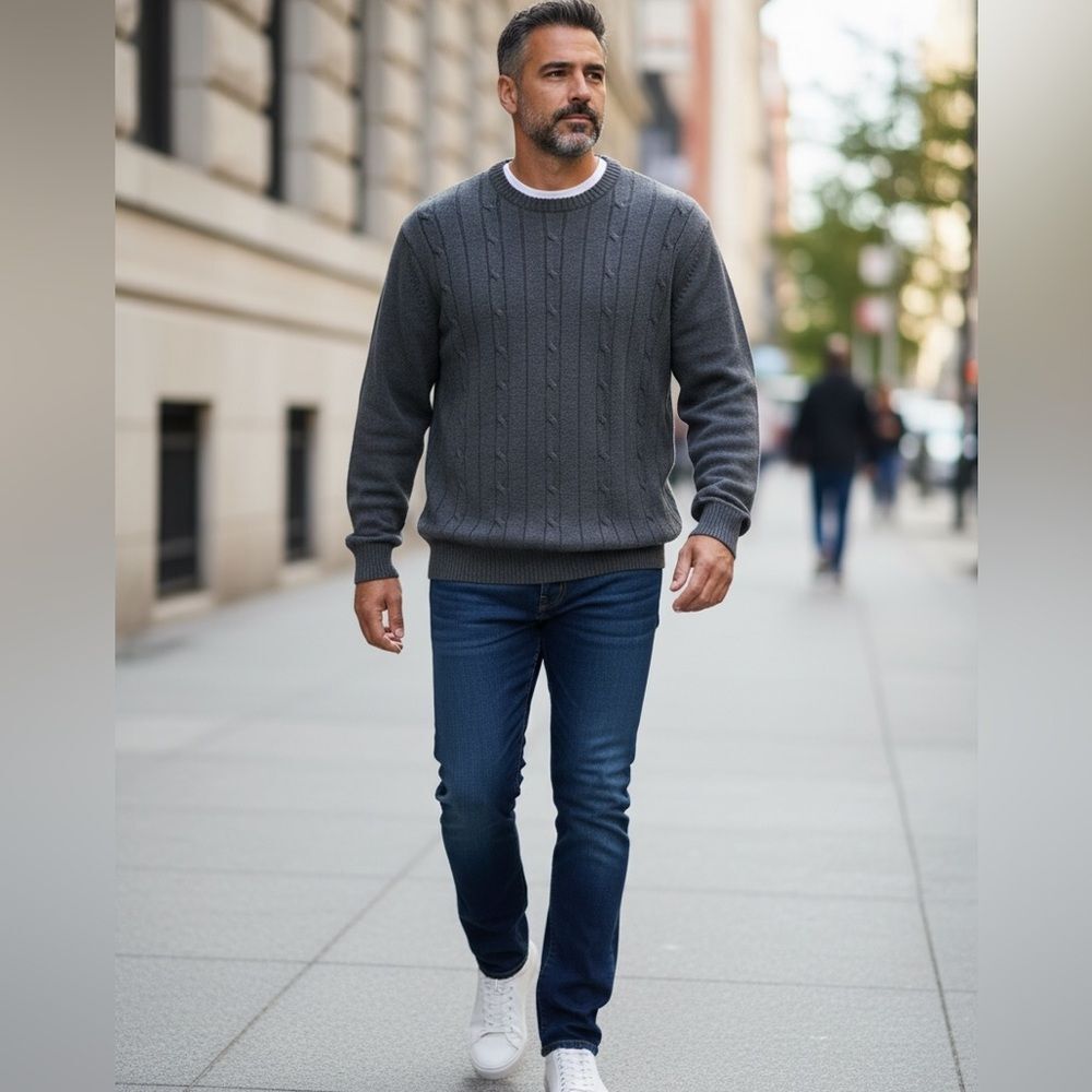 Oscar de la Renta Charcoal Crewneck Sweater XXL